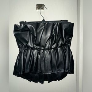Leather ruffle tube top size M